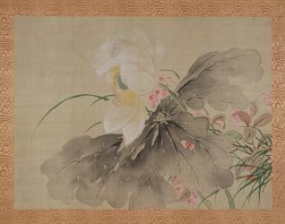 Peony Tree and Japanese Crab Apple Tree with blossom, 1851 (watercolour on silk) | Obraz na stenu