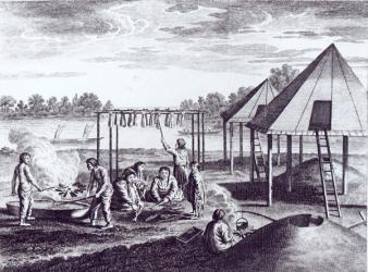 Summer Huts (engraving) (b/w photo) | Obraz na stenu