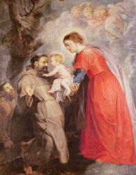 The Virgin presents the infant Jesus to Saint Francis, 1618 (oil on canvas) | Obraz na stenu