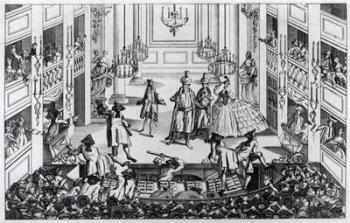 Riot at Covent Garden Theatre in 1763 in consequence of the Managers refusing to admit half-price in the Opera of Artaxerxes (engraving) | Obraz na stenu