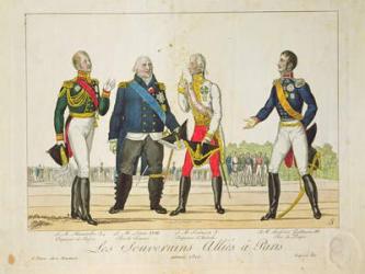 The Allied Sovereigns in Paris in 1815 (coloured engraving) | Obraz na stenu