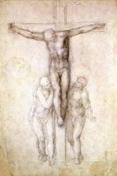 Study of Christ on the Cross between the Virgin and St. John the Evangelist (black chalk on paper) (recto) | Obraz na stenu