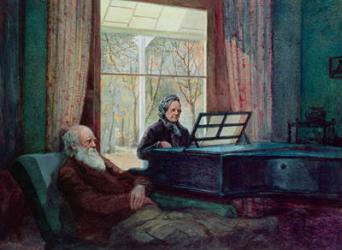 Charles Darwin and his wife at the Piano | Obraz na stenu