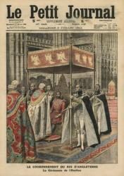 The Coronation of King George V (1865-1936) and the Ceremony of Unction at Westminster Abbey, 23 June 1911, illustration from 'Le Petit Journal', supplement illustre, 2nd July 1911 (litho) | Obraz na stenu