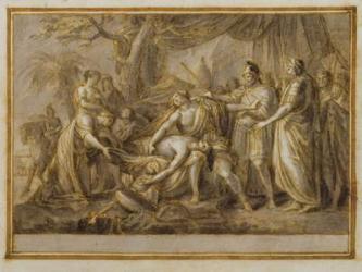 Achilles Lamenting the Death of Patroclus, 1760-63 (pen and ink and wash on paper) | Obraz na stenu