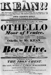 Theatre Bill advertising perfomances of Mr. Kean, 1818 (printed paper) | Obraz na stenu