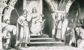 The Crowning of Chilperic II (670-720), from 'Histoire de France' by Colart, published c.1840 (engraving) | Obraz na stenu