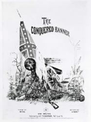 Sheet Music Cover for 'The Conquered Banner', poem by Moina, music by La Hache, pub. by A. E. Blackmar, 1862 (litho) (b/w photo) | Obraz na stenu