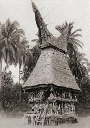 The Mask-House of a secret society, Bismarck Archipelago, Papua New Guinea, Melanesia. These buildings were erected in the secret enclosures of the societies, to which women and the uninitiated men were forbidden entrance. The members of the societies mad | Obraz na stenu