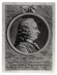 Charles de Brosses (1709-77), Count of Tournai and Montfaucon, engraved by Augustin de Saint-Aubin (1736-1807) (engraving) (b/w photo) | Obraz na stenu