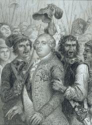Louis XVI (1754-93), King of France, taken by the People from the Tuileries Palace on 20th June 1792 (engraving) | Obraz na stenu