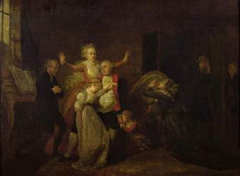 Louis XVI (1754-93) Bidding Farewell to his Family at the Temple, 20th January 1793 (oil on canvas) | Obraz na stenu