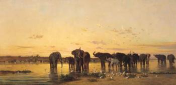 African Elephants (oil on canvas) | Obraz na stenu