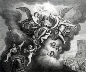 Apotheosis of Charles I (1600-49) engraved by B.Baren (engraving) (b/w photo) | Obraz na stenu