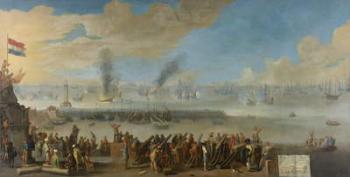 Battle of Livorno, 14th March 1653, an incident from the First Anglo-Dutch War, after 1653-60 (oil on canvas on panel) | Obraz na stenu