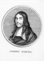 Andrew Marvell (1621-78) engraved by Thomas Bonner (engraving) (b&w photo) | Obraz na stenu