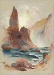 Tower at Tower Falls, Yellowstone, 1872 (watercolour and gouache over graphite) | Obraz na stenu