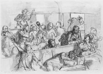 Album of the Siege of Paris, Third Class Carriage (pen & brown ink wash & pencil on paper) | Obraz na stenu