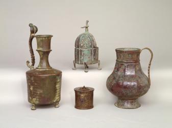 Censer, ewer, inkwell and 12th-13th century jug (bronze) | Obraz na stenu