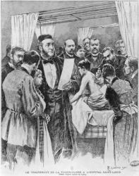 The treatment of tuberculosis at St. Louis hospital, Paris, 1890 (pencil on paper) (b/w photo) | Obraz na stenu