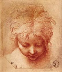 Study of a Head (red chalk on paper) | Obraz na stenu