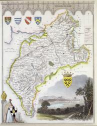 Map of Cumberland, from 'Moule's English Counties', c.1836 (hand coloured steel plate engraving) | Obraz na stenu