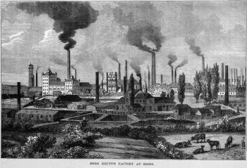 Herr Krupp's Factory in Essen, Germany (engraving) (b/w photo) | Obraz na stenu