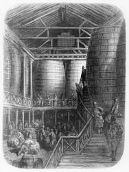 Large barrels in a brewery, from 'London, a Pilgrimage', written by William Blanchard Jerrold (1826-94) & engraved by Pannemaker, pub. 1872 (engraving) | Obraz na stenu
