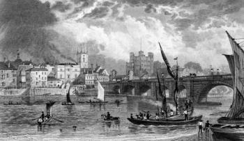 Rochester Bridge, engraved by H. Adlard, c.1830 (engraving) | Obraz na stenu