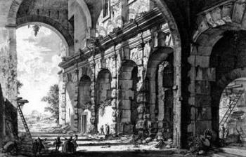 View of the Remains of the Temple of Claudius near the Church of Santi Giovanni e Paolo, from the 'Views of Rome' series, c.1760 (etching) | Obraz na stenu