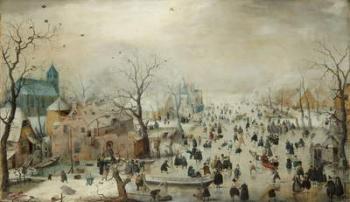 Winter Landscape with Skaters. c.1608 (oil on panel) | Obraz na stenu