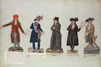 Deputy Armonville, Robespierre and officials form the period of the French Revolution (gouache) | Obraz na stenu