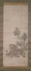 Monkeys with pine saplings and butterfly, c.1800 (watercolour on paper) | Obraz na stenu