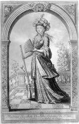 Elizabeth Charlotte of the Palatinate, Duchess of Orleans, in hunting costume, 1689 (engraving) | Obraz na stenu