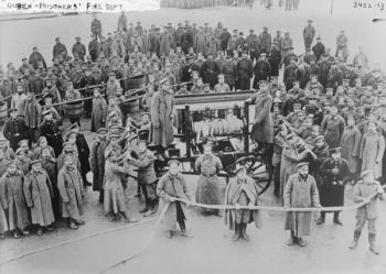 Prisoners' Fire Department, Guben, 1914-15 (b/w photo) | Obraz na stenu