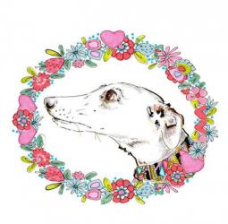 Silvertips Greyhound With Floral Border, 2012 (pen and ink, digital) | Obraz na stenu