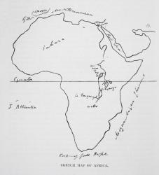 Sketch map of Africa, from 'The Life of Captain Sir Richard Burton, Volume II' by Isabel Burton (1831-96) published in 1893 (litho) | Obraz na stenu