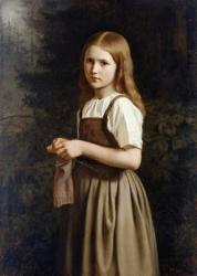 Girl Knitting, 1854 (oil on canvas) | Obraz na stenu