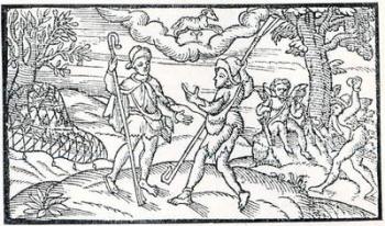 Month of March, from 'The Shepheardes Calender' by Esmond Spenser (1552-99), facsimile of original published in 1579 (woodcut) (b/w photo) | Obraz na stenu