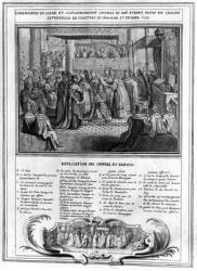 Consecration and Coronation of Henri IV (1553-1610) at the Chartres Cathedral on the 27th January 1594, late 16th century (engraving) (b/w photo) | Obraz na stenu