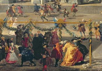 Preparation For the Firework Display Held at Piazza Navona, Rome, to Celebrate the Birth of the Dauphin, 1729 (oil on canvas) (detail of 91023) | Obraz na stenu