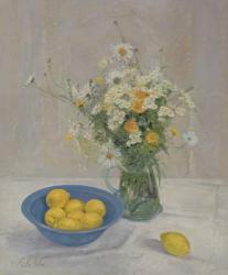 Summer Daisies and Lemons, 1990 (oil on canvas) | Obraz na stenu