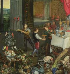 Allegory of Taste, detail of servers bringing wine, 1618 (oil on panel) (detail of 61052) | Obraz na stenu