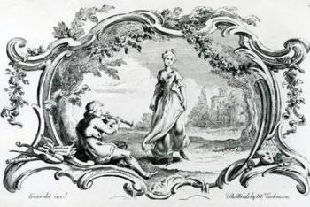 Flautist and Woman (engraving) | Obraz na stenu