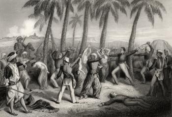 Massacre of the English Officers and their wives at Jhansi in 1857, from 'The History of the Indian Mutiny' published in 1858 (engraving) | Obraz na stenu
