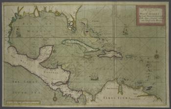 Trading map of the West Indies, 1707 (hand coloured print) | Obraz na stenu