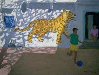 Tiger, India (oil on canvas) | Obraz na stenu