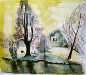 Stourhead, evening lake | Obraz na stenu