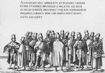 Group of trumpeters in the Funeral Procession of Emperor Charles V, 1559 (engraving) | Obraz na stenu