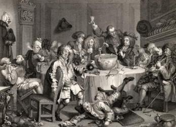 A Midnight Modern Conversation, from 'The Works of William Hogarth', published 1833 (litho) | Obraz na stenu